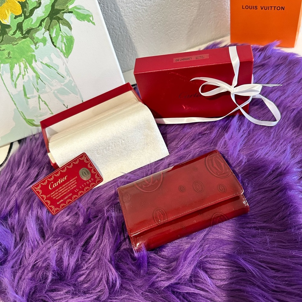 Cartier Happy Birthday Red patent leather wallet